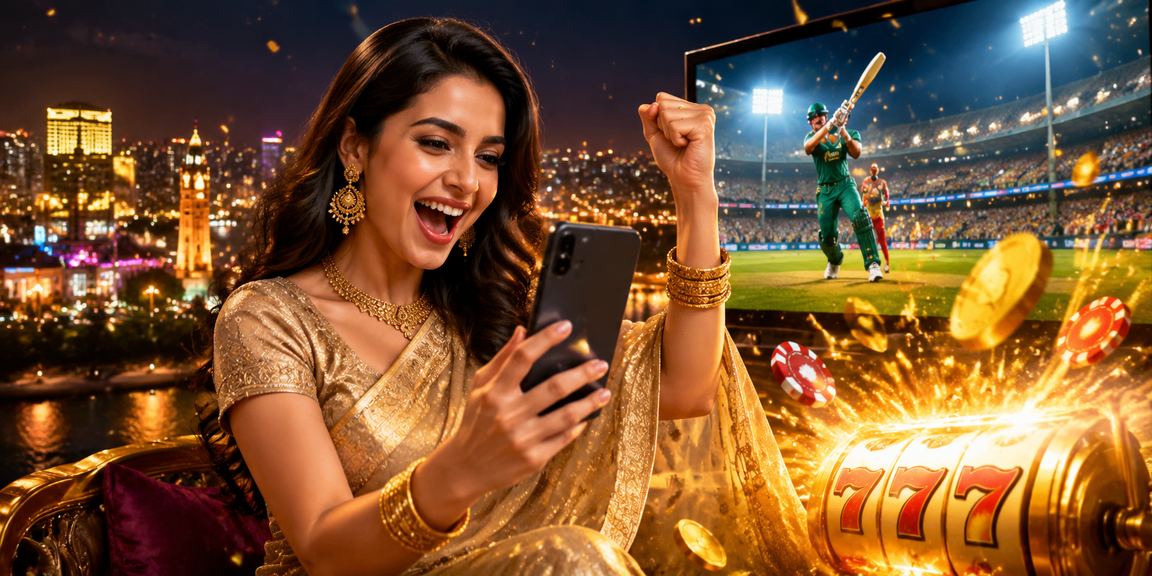 বগুড়ায় শাড়ি পরা একজন নারী মোবাইলে ক্রিকেট বেটিং দেখছেন