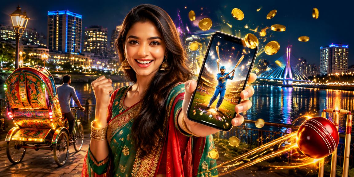 ঢাকার রিকশার পটভূমিতে ক্রিকেট বেটিং অডস দেখছেন একজন বাংলাদেশি তরুণ